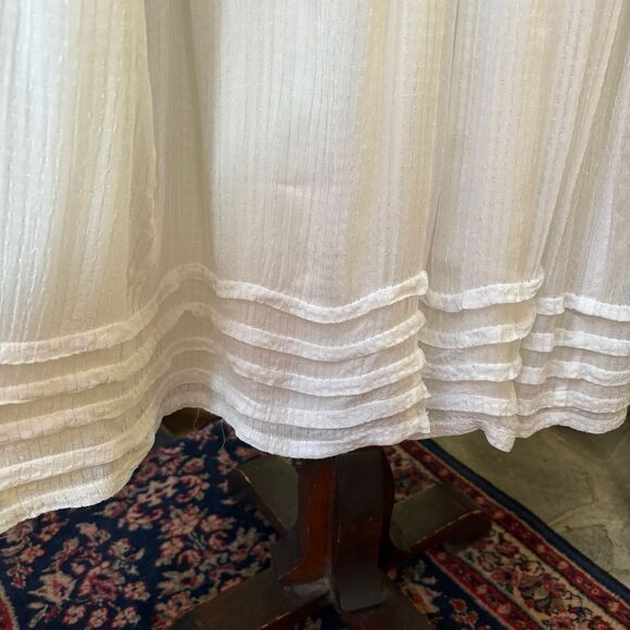 80s Vintage Sarah Elizabeth White Embroidered Floral Prairie Dress size 10 - Picture 6 of 12